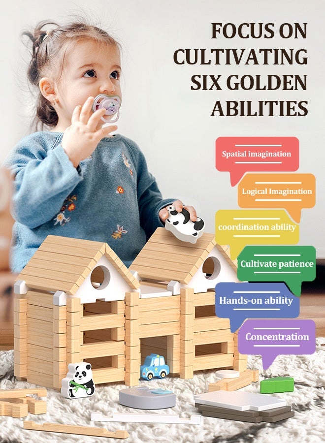 Wooden Building Blocks Set Blocks Classic Kids Toys, Colored Wood For Toddlers Ages 2+ Intellectual Development Toys - Image 2